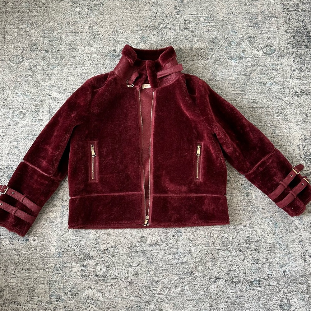 Solitaire Burgundy Bomber Jacket Size Small